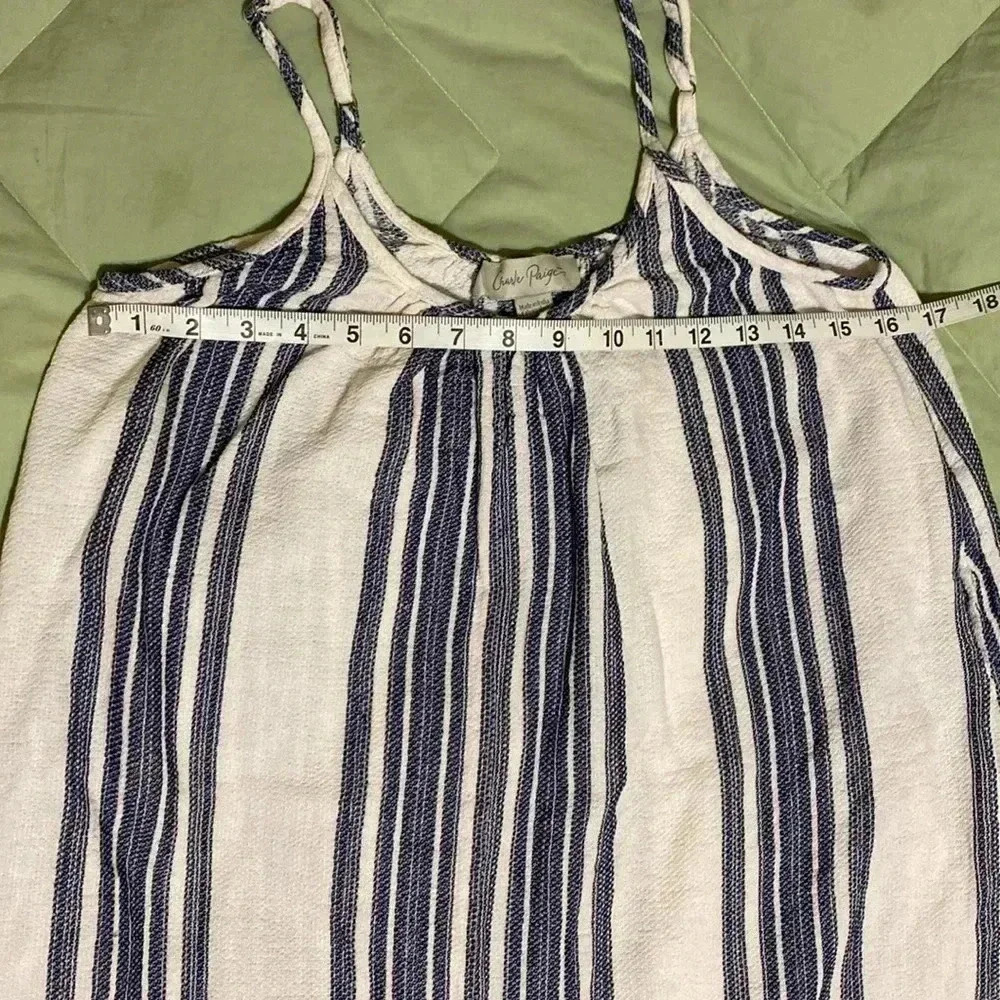Charlie Paige Blue & Cream Stripe Large Jumper. Wide Legs & Adjustable Straps. - Picture 10 of 13